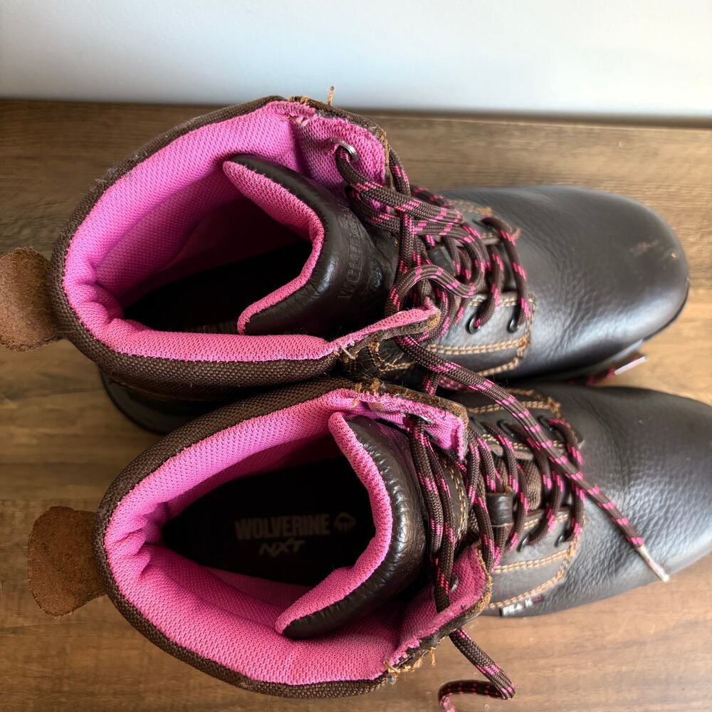 Wolverine Piper Waterproof Leather‎ Steel Toe Women's 8.5 Work Boots Brown Pink - Picture 7 of 9